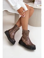 model 21669391 Dámské Kožené Kotníkové Boty Na Platformě Tmavě Béžové - Zazoo model 21669391 Dámské Kožené Kotníkové Boty Na Platformě Tmavě Béžové - Zazoo