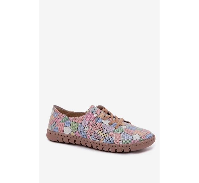 Vzorované vzorované dámské polobotky z přírodního semiše vícebarevné model 22123289 - Boto