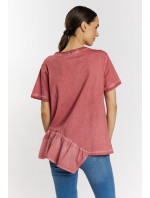 Monnari Tričká Pletené dámske tričko s volánikmi Multi Pink