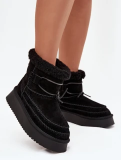 Dámske semišové snežnice s ozdobným prešívaním Big Star - čierne