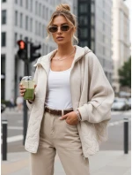Dámská přechodná bunda oversize s kapucí ecru FashionStreet TY5592