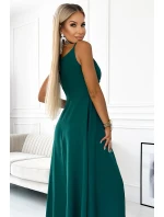 CHIARA Elegantní zelené dámské dlouhé maxi šaty na ramínkách model 18829195 - numoco CHIARA Elegantní zelené dámské dlouhé maxi šaty na ramínkách model 18829195 - numoco