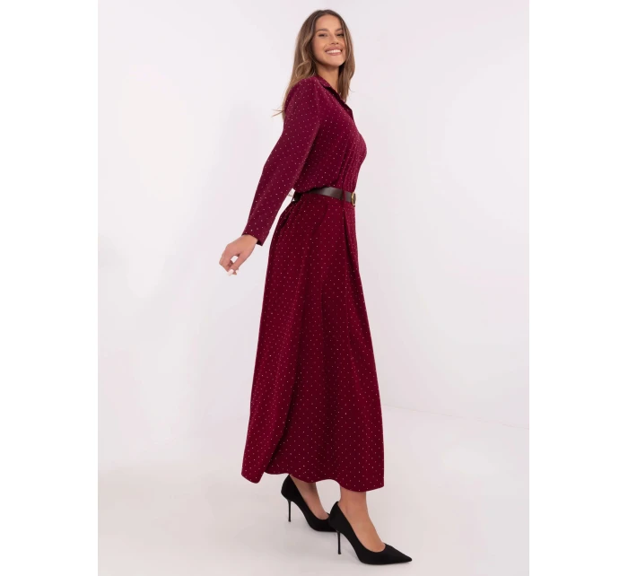 Elegantná maxi sukňa s ozdobným lemom bordová (19720) Elegantná maxi sukňa s ozdobným lemom bordová (19720)