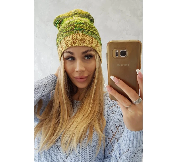 Fleecová čiapka Klaudia K255 neon green+yellow