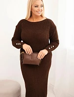Dámske Plus veľkosť sveter sukne s mohérom Chocolate