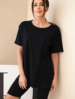 Dámsky bavlnený set s krátkym rukávom a šortkami žltý