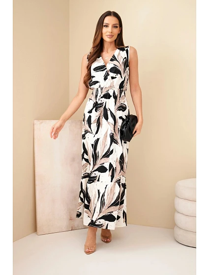 Dámské viskózové maxi šaty s model 22182833 vzorem černá - K-Fashion Dámské viskózové maxi šaty s model 22182833 vzorem černá - K-Fashion