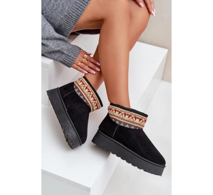 Śniegowce Damskie Ze Wzorem Na Platformie Czarne Avatharia Śniegowce Damskie Ze Wzorem Na Platformie Czarne Avatharia