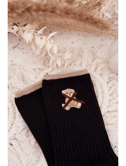 Bavlněné ponožky pruhované s model 21786939 Černé - Aura.via