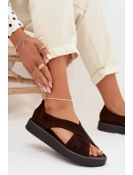 Dámské sandály Zazoo 3196 z přírodního semiše Čokoládové