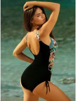 Dámske jednodielne plavky Hawaii 13 S1134HA13-2 Black with Flowers - Self