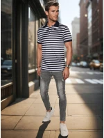 Pánska pruhovaná polokošeľa tmavomodrá FashionStreet PX0641