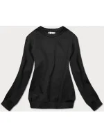 Tenká čierna dámska tepláková mikina so sťahovacími lemami (WB11002-3)