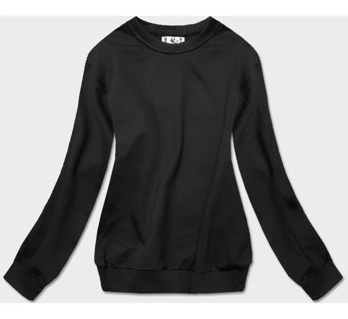 Tenká čierna dámska tepláková mikina so sťahovacími lemami (WB11002-3)