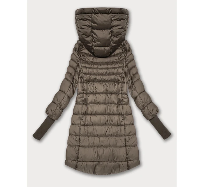 Béžová dámská bunda pro přechodné období s stahovacími lemy model 21389944 - FLY MODA