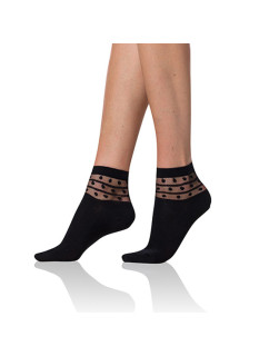Dámske ponožky s ozdobným lemom TRENDY COTTON SOCKS - Bellinda - čierna