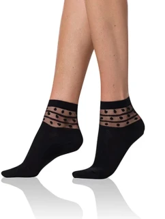 Dámské ponožky s ozdobným lemem model 15443297 COTTON SOCKS  černá - Bellinda