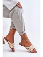 Damskie Materiałowe Klapki Beżowe Aversa Damskie Materiałowe Klapki Beżowe Aversa