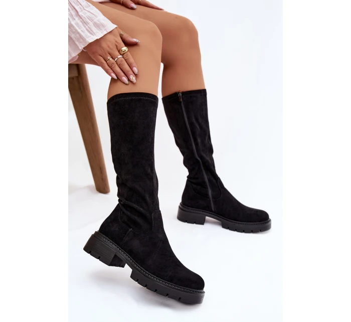 Dámské kozačky z eko semiše černé Oceana Dámské kozačky z eko semiše černé Oceana