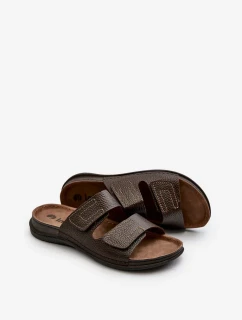 Pohodlné pánske papuče so suchým zipsom Inblu tmavohnedé