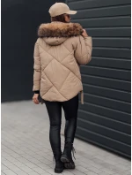 Dámská zimní bunda prošívaná s kapucí béžová Dstreet model 21981019 - FashionStreet