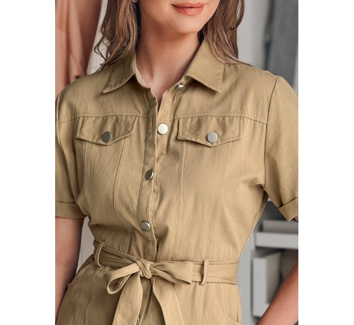 LOVE ME MIDI midi košilové šaty béžové Dstreet model 21988930 - FashionStreet