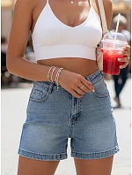 Dámske džínsové šortky s vysokým pásom modré FashionStreet SY0515