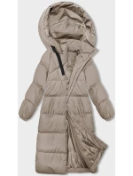 Světle béžová dlouhá hrubší dámská bunda s kapucí model 21246162 - J.STYLE