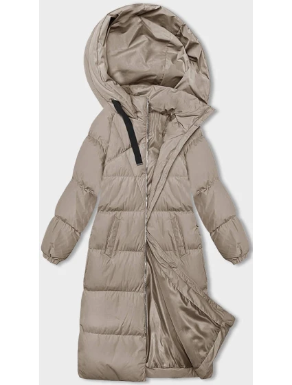 Dámska dlhá hrubá bunda s kapucňou Light Beige (5M3163-62)