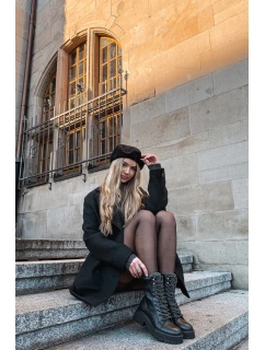 Dámské trapery kotníkové boty z eko kůže černé model 21744751 - Boto