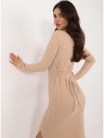 Sukienka LK SK model 21798066 beżowy - FPrice Sukienka LK SK model 21798066 beżowy - FPrice