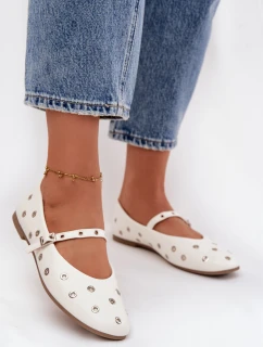 Dámske baleríny so striebornými prvkami Marivon - biele