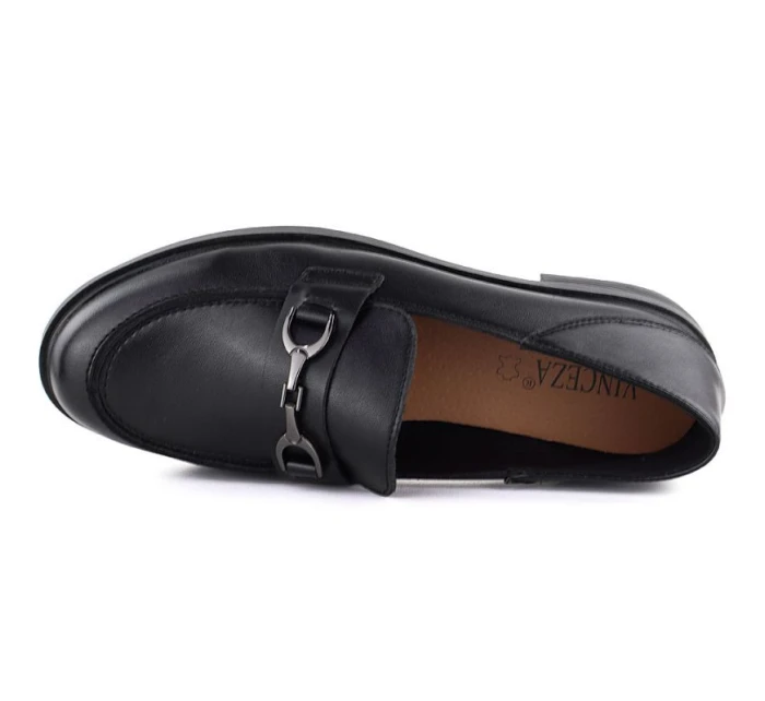 Dámske kožené mokasíny čierne Vinceza 18117