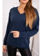 Džínsový sveter s výstrihom do V