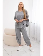 Bavlnená blúzka + nohavice tmavosivá