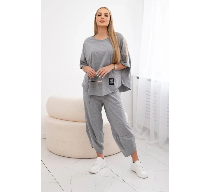 Bavlnená blúzka + nohavice tmavosivá