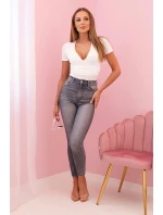 Dámske bavlnené body s véčkovým výstrihom a volánom ecru