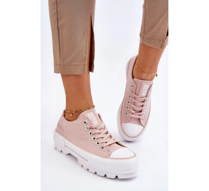 Materiałowe Trampki Na Platformie Big Star LL274151 Nude Materiałowe Trampki Na Platformie Big Star LL274151 Nude