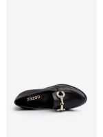 model 21646261 Dámské Mokasíny Kožené S Ozdobou Černé - Zazoo