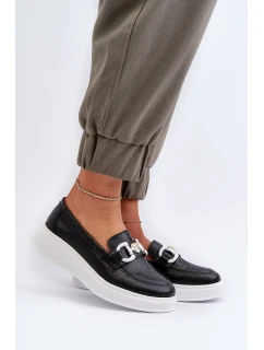 Dámské kožené mokasíny na platformě černé model 21655732 - S.Barski