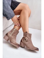 Zazoo 60477 Zamszowe Ocieplane Botki Na Obcasie Beżowe