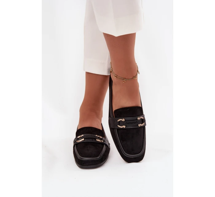 Mokasyny Loafersy Damskie Z Ozdobnym Elementem Czarne Evelora Mokasyny Loafersy Damskie Z Ozdobnym Elementem Czarne Evelora