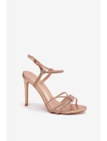 Dámské sandály na jehlovém podpatku s pásky a kamínky model 21821786 - Boto Dámské sandály na jehlovém podpatku s pásky a kamínky model 21821786 - Boto