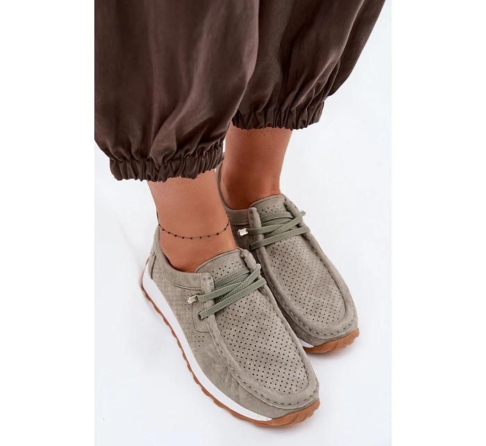 Dámské polobotky z přírodního semiše Zelená Amela