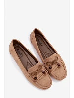 Dámske ploché mokasíny s umelým semišom a strapcami Dark Beige Bluebell