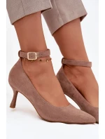 Lodičky Devoria z eko semišu - tmavobéžové Lodičky Devoria z eko semišu - tmavobéžové