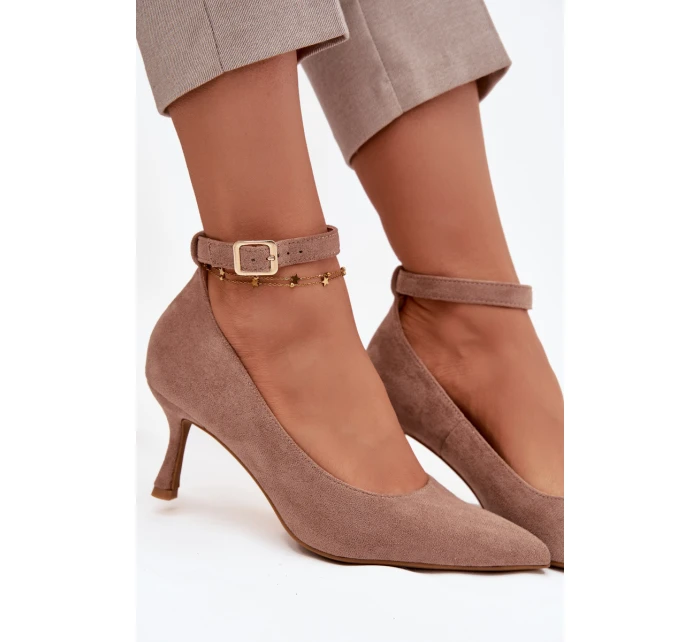 Lodičky Devoria z eko semišu - tmavobéžové Lodičky Devoria z eko semišu - tmavobéžové