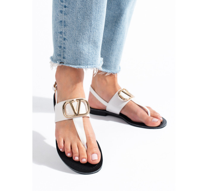 Komfortné dámske sandále biele bez podpätku