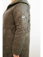 Dámská zimní prošívaná bunda Plus Size s kapucí khaki