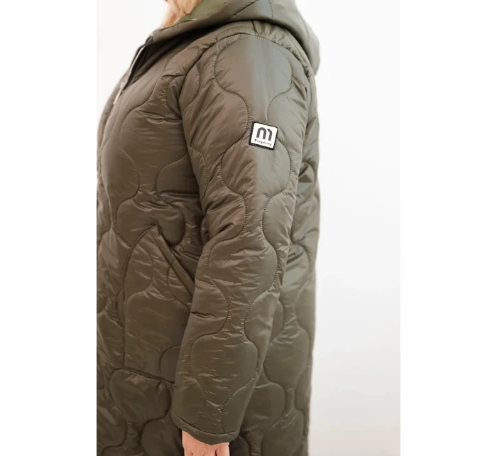 Dámská zimní prošívaná bunda Plus Size s kapucí khaki